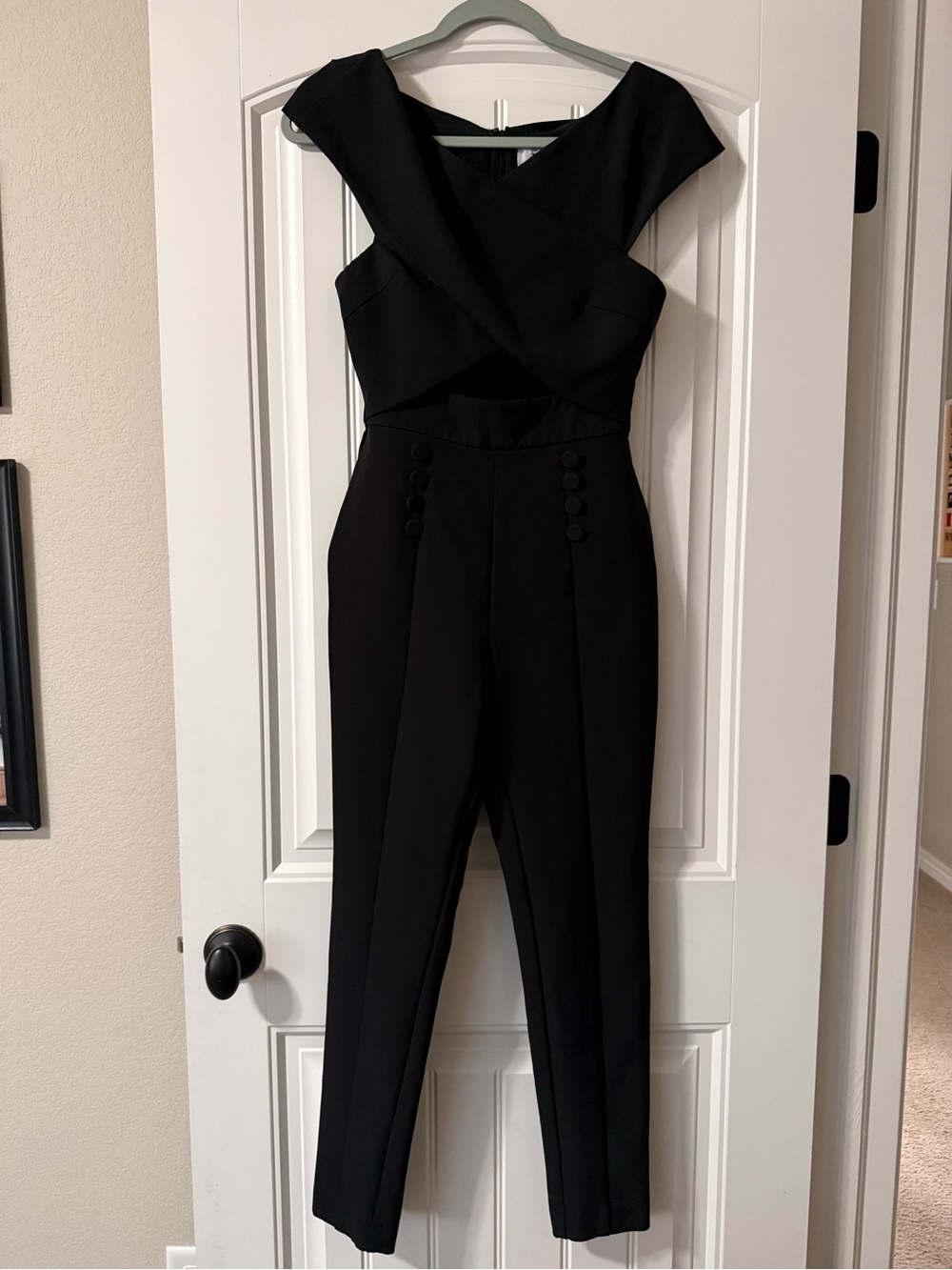 Elliatt Black Cross-Front Tailored Jumpsuit